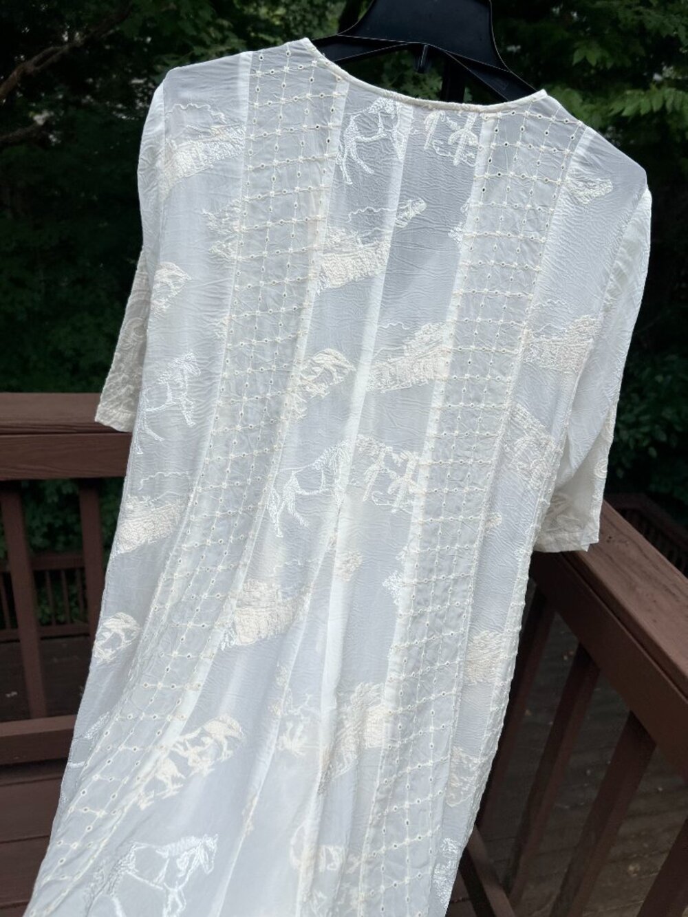 NWOT Johnny Was Horse Embroidered Boho Knee Length Dress Cream Size S - Picture 8 of 12